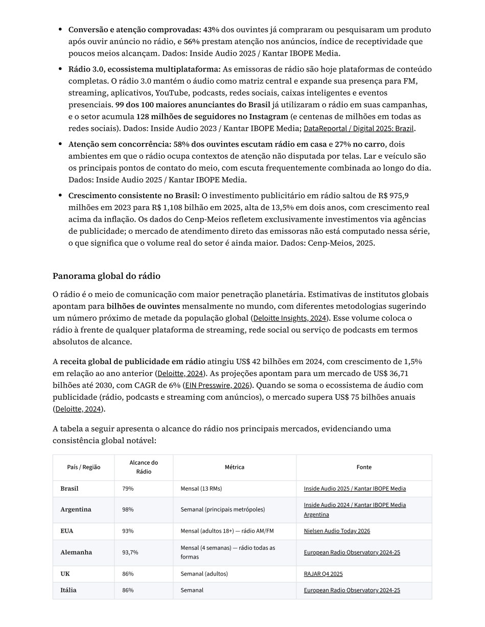 Página 3 do estudo: Panorama global do rádio