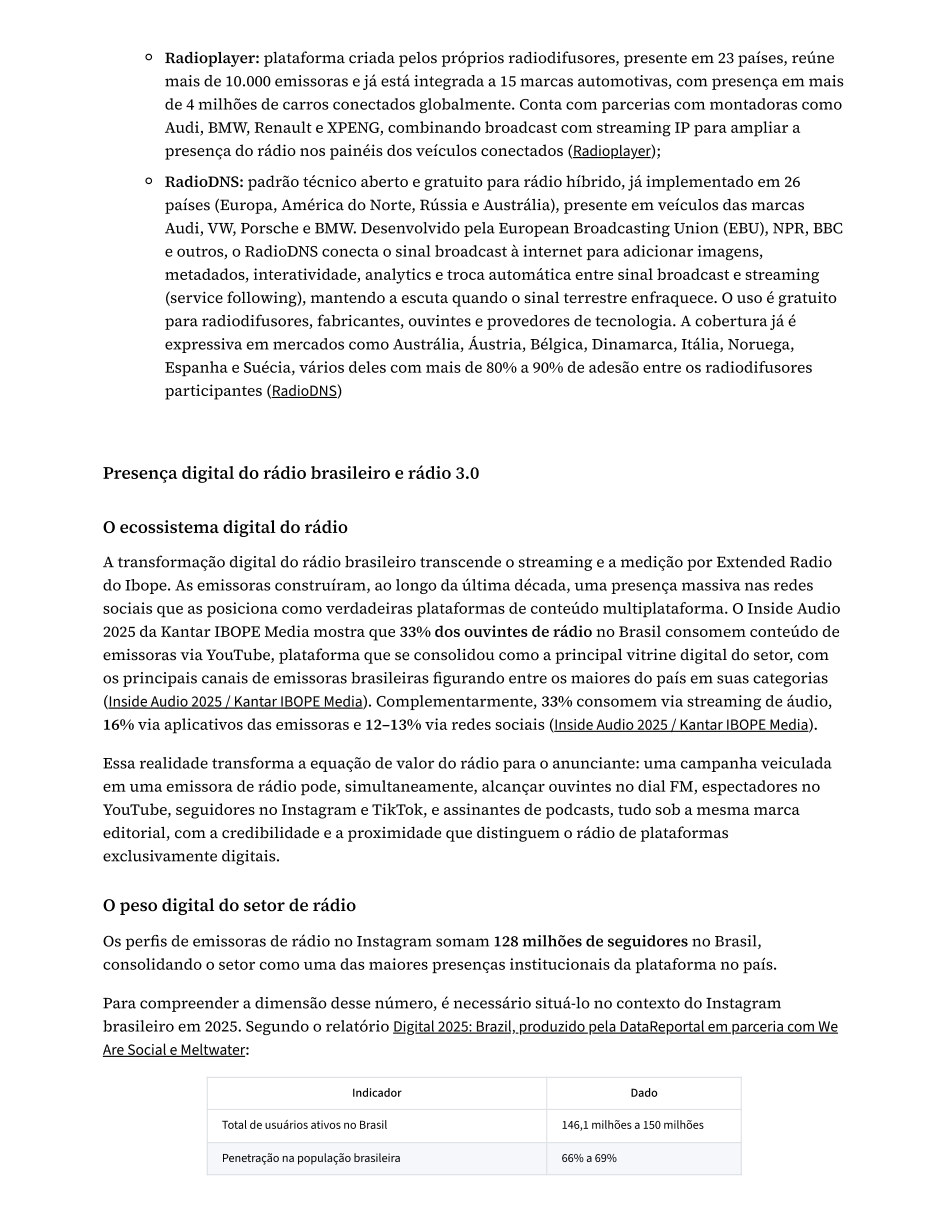 Página 29 do estudo: O peso digital do setor de rádio