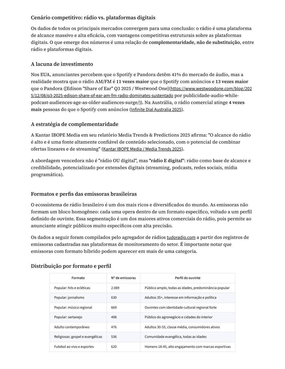 Página 31 do estudo: Cenário competitivo: rádio vs. plataformas digitais